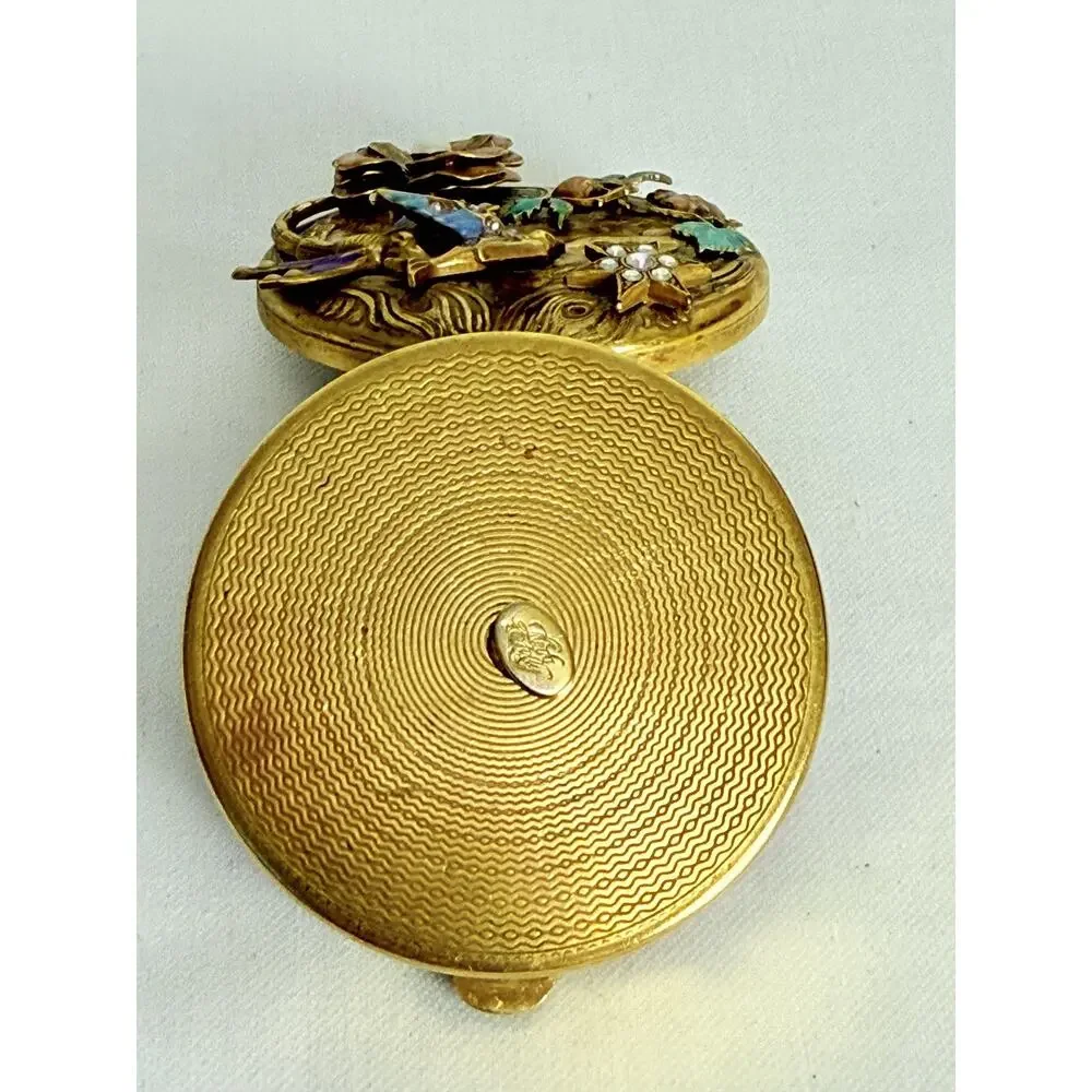Kirks Folly Multicolor Ornate GoldTone Floral Art Nouveau Style Trinket Box